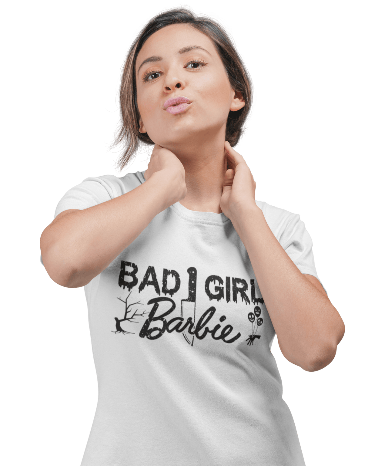 Bad Girl Barbie Adult Unisex Oversize Black or White Graphic T-Shirt For Men 8Ball