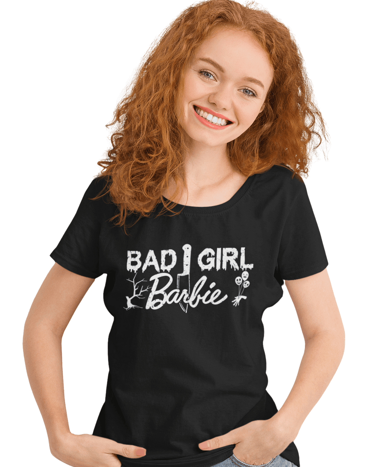 Bad Girl Barbie Adult Unisex Oversize Black or White Graphic T-Shirt For Men 8Ball