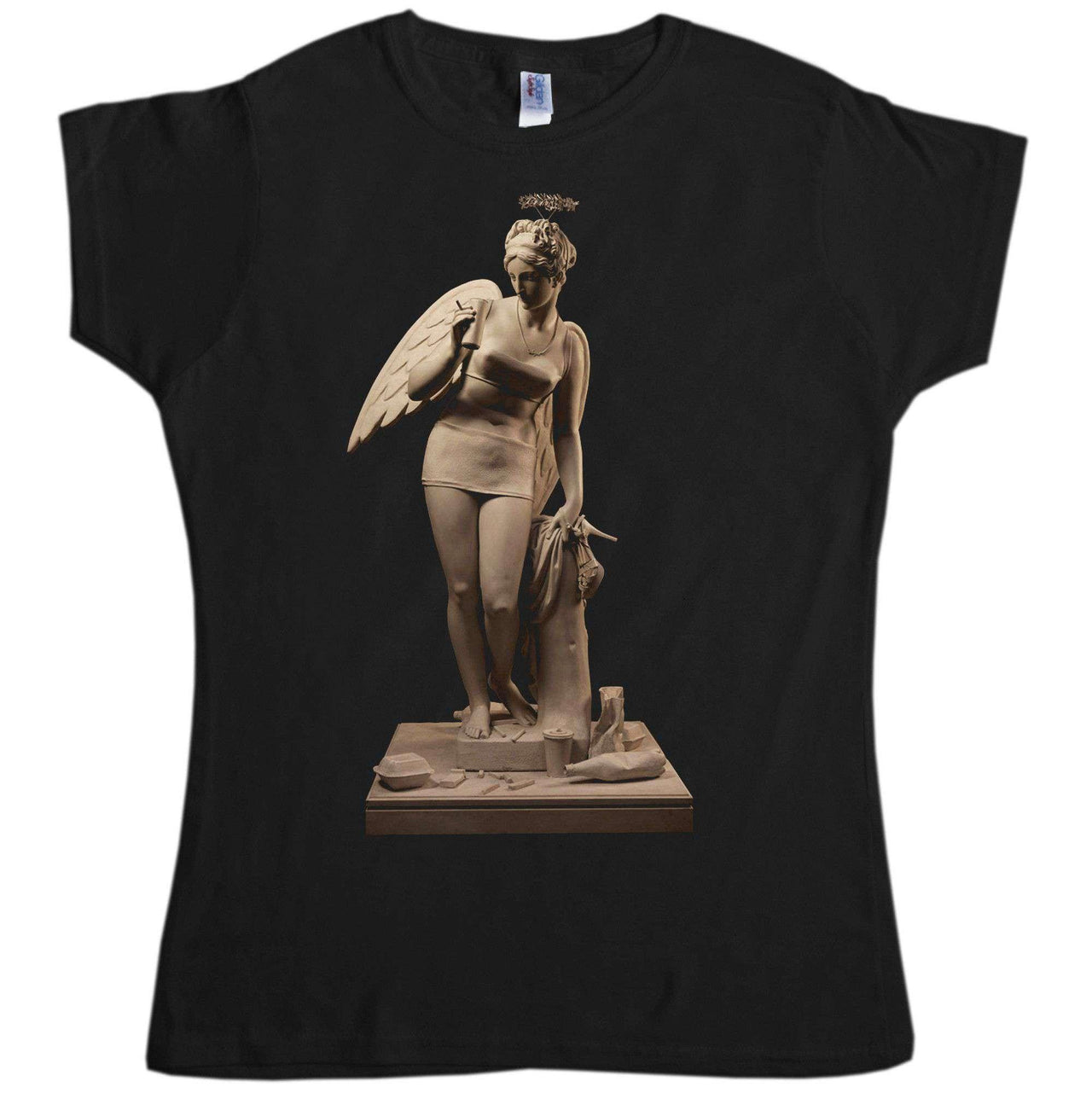 Banksy Angel Statue Womens T-Shirt 8Ball