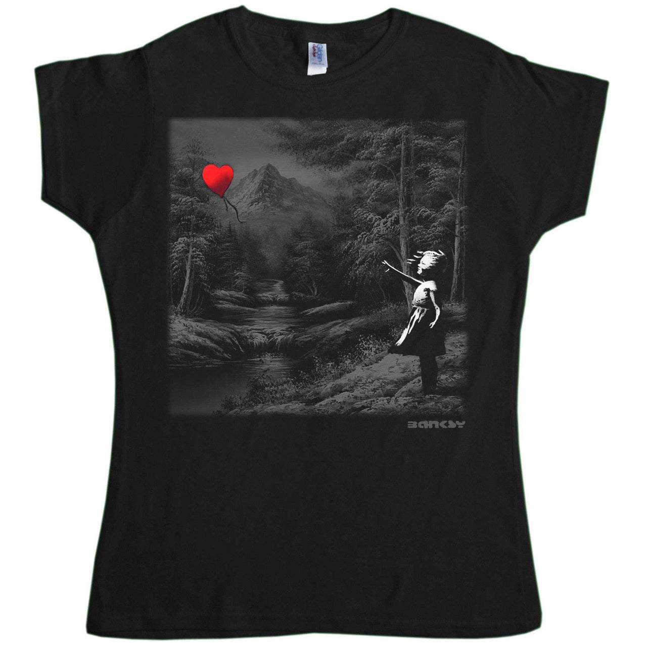 Banksy Balloon Girl Landscape Womens Style T-Shirt 8Ball