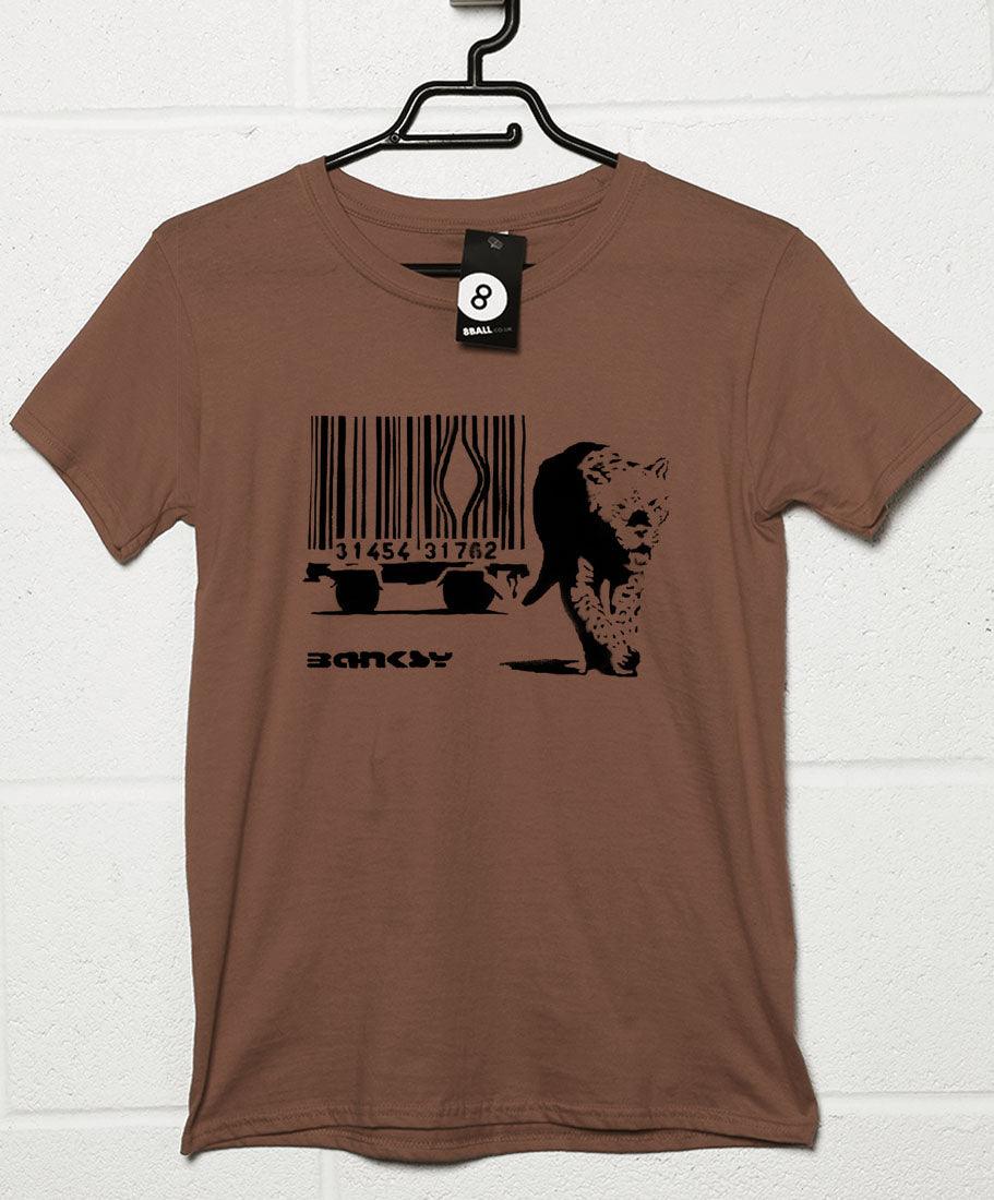 Banksy Barcode Big Cat Mens Graphic T-Shirt 8Ball