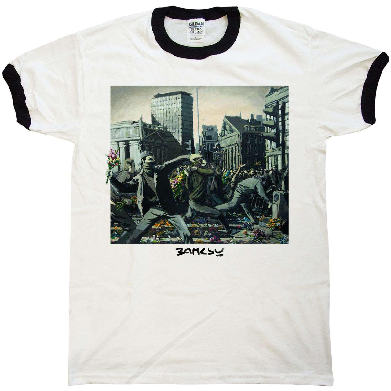 Banksy Ringer Ringer Riot Painting Graphic T-Shirt For Men 8Ball