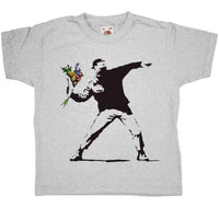 Thumbnail for Banksy Throwing Flowers Childrens T-Shirt 8Ball