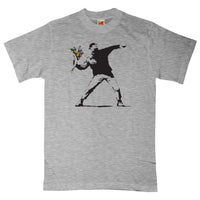Thumbnail for Banksy Throwing Flowers Mens Graphic T-Shirt 8Ball