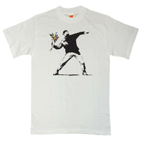 Thumbnail for Banksy Throwing Flowers Mens Graphic T-Shirt 8Ball