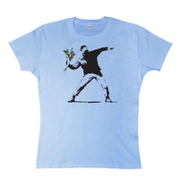 Thumbnail for Banksy Throwing Flowers Womens Style T-Shirt 8Ball