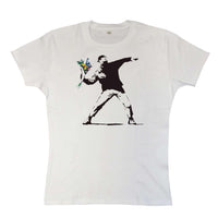 Thumbnail for Banksy Throwing Flowers Womens Style T-Shirt 8Ball