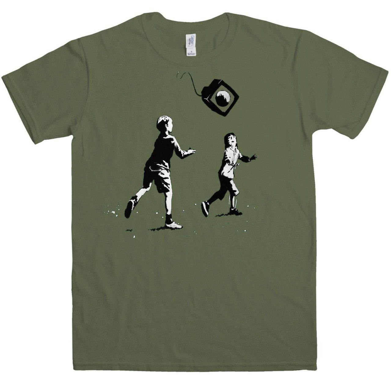 Banksy Throwing TV Graphic T-Shirt For Men 8Ball