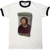 Thumbnail for Behold Jesus Fresco Ringer Ecce Homo Restoration Unisex T-Shirt 8Ball