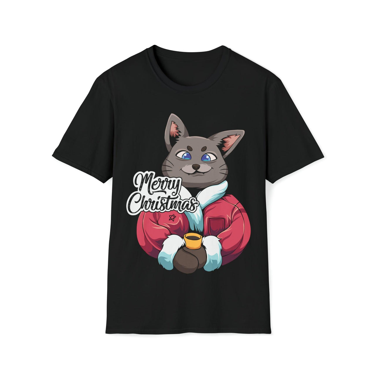 Cat Enjoying Eggnog Merry Christmas Unisex Unisex T-Shirt For Men And Women 8Ball