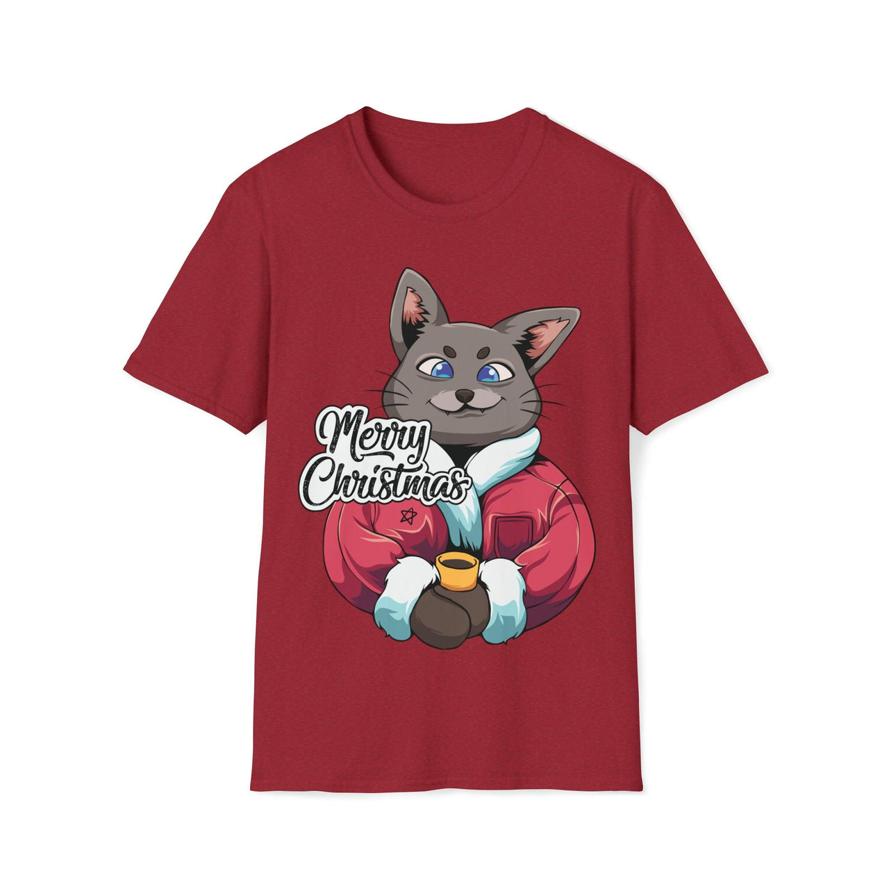 Cat Enjoying Eggnog Merry Christmas Unisex Unisex T-Shirt For Men And Women 8Ball