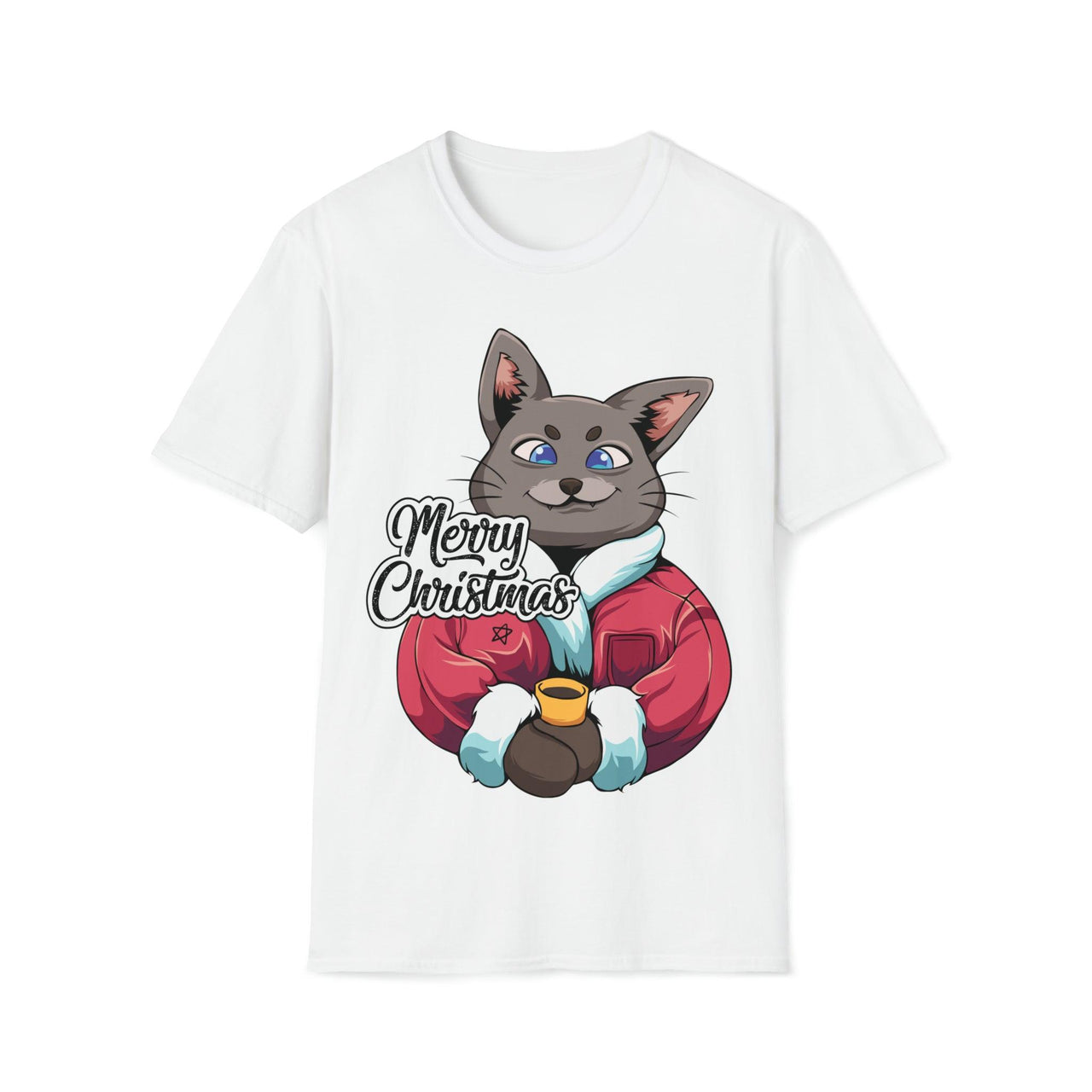 Cat Enjoying Eggnog Merry Christmas Unisex Unisex T-Shirt For Men And Women 8Ball