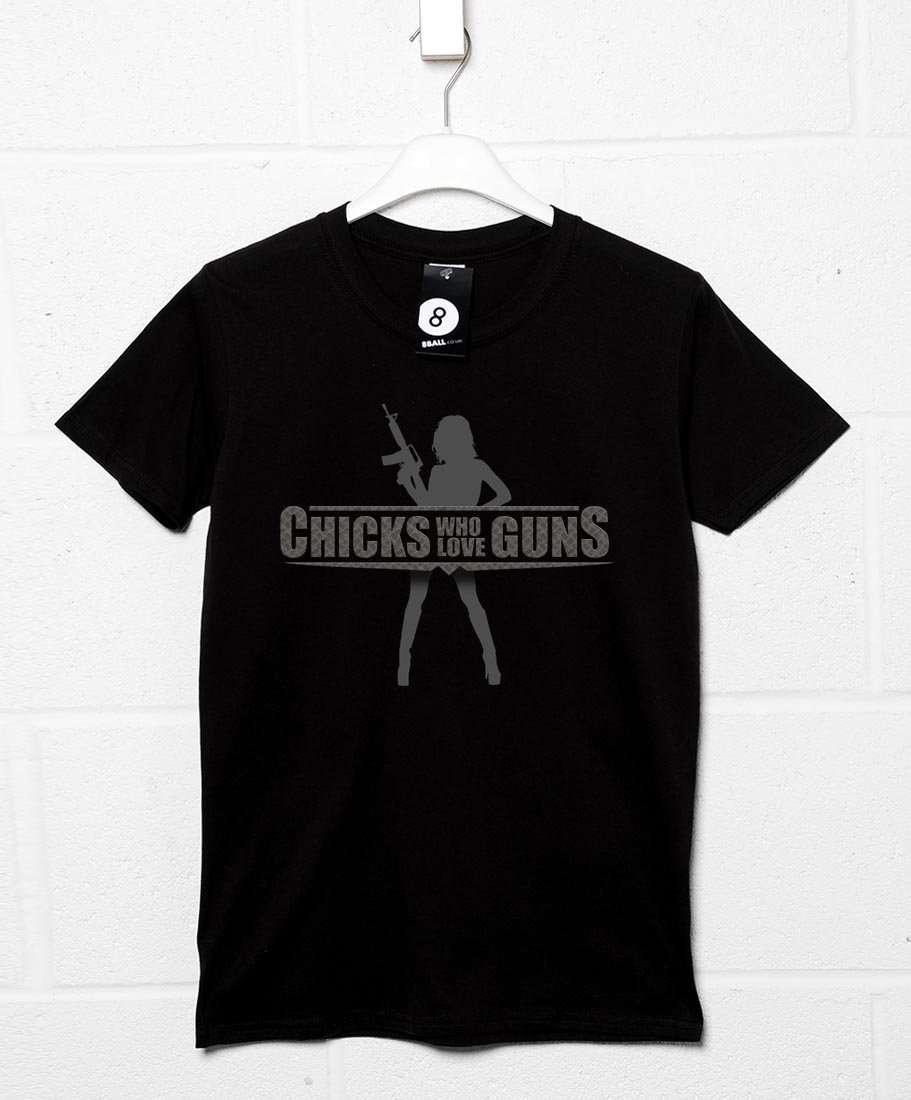 Chicks Who Love Guns Graphic T-Shirt For Men, Inspired By Jackie Brown 8Ball