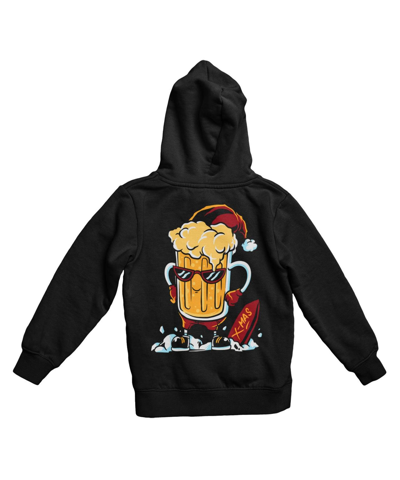 Christmas Beer Fun Santa Back Printed Christmas Hoodie For Men and Women 8Ball