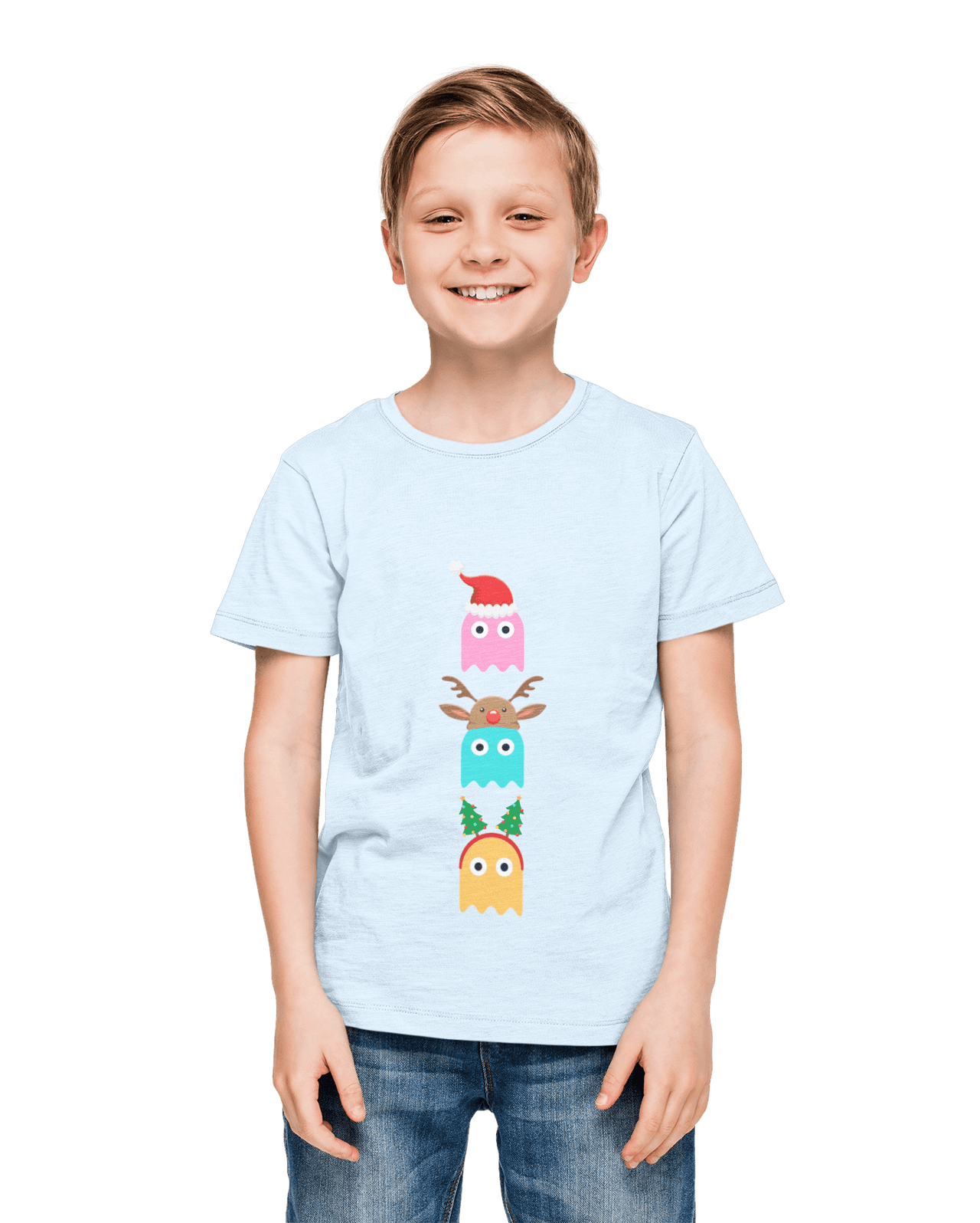 Christmas Ghost Munching Kids Graphic T-Shirt 8Ball