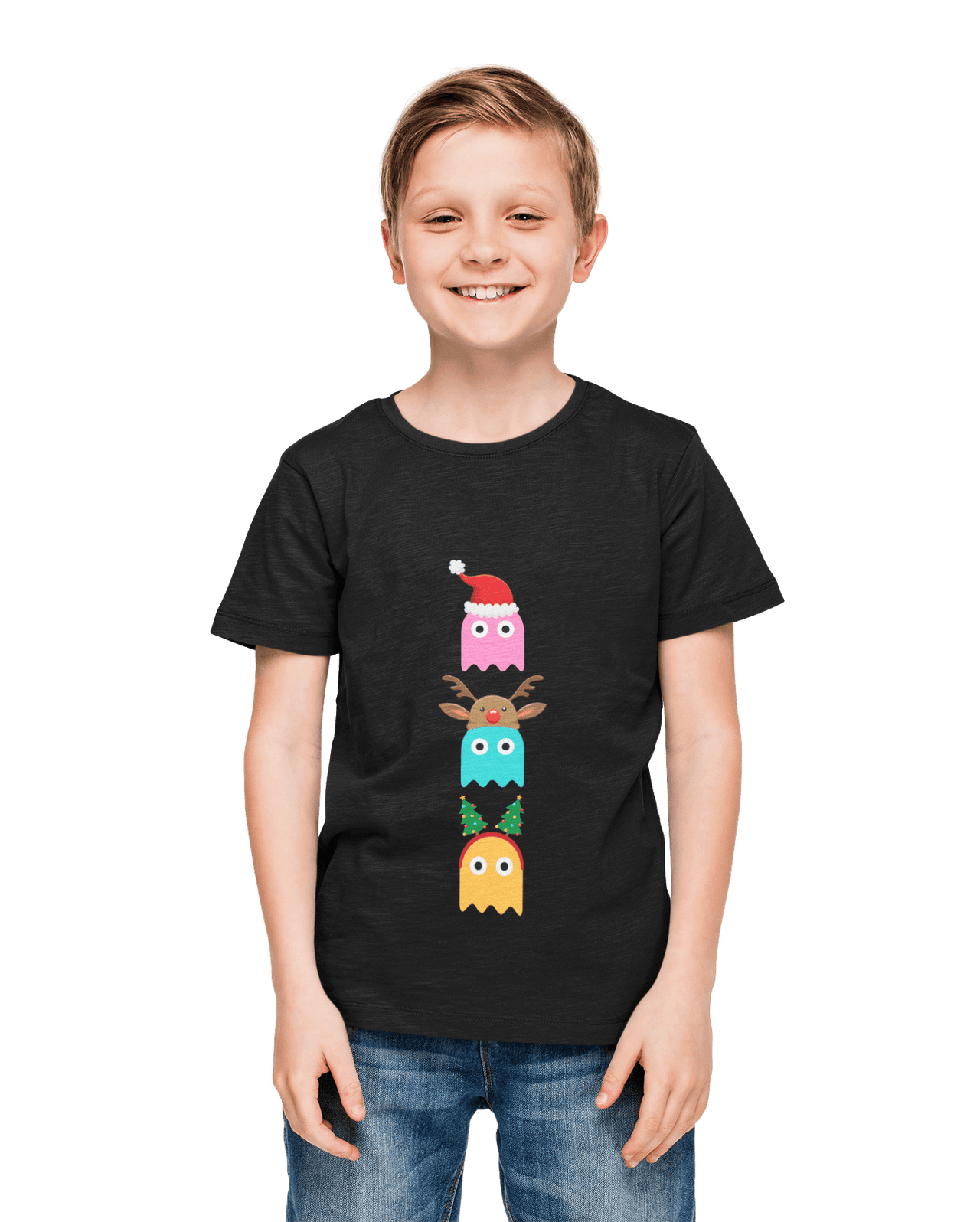 Christmas Ghost Munching Kids Graphic T-Shirt 8Ball