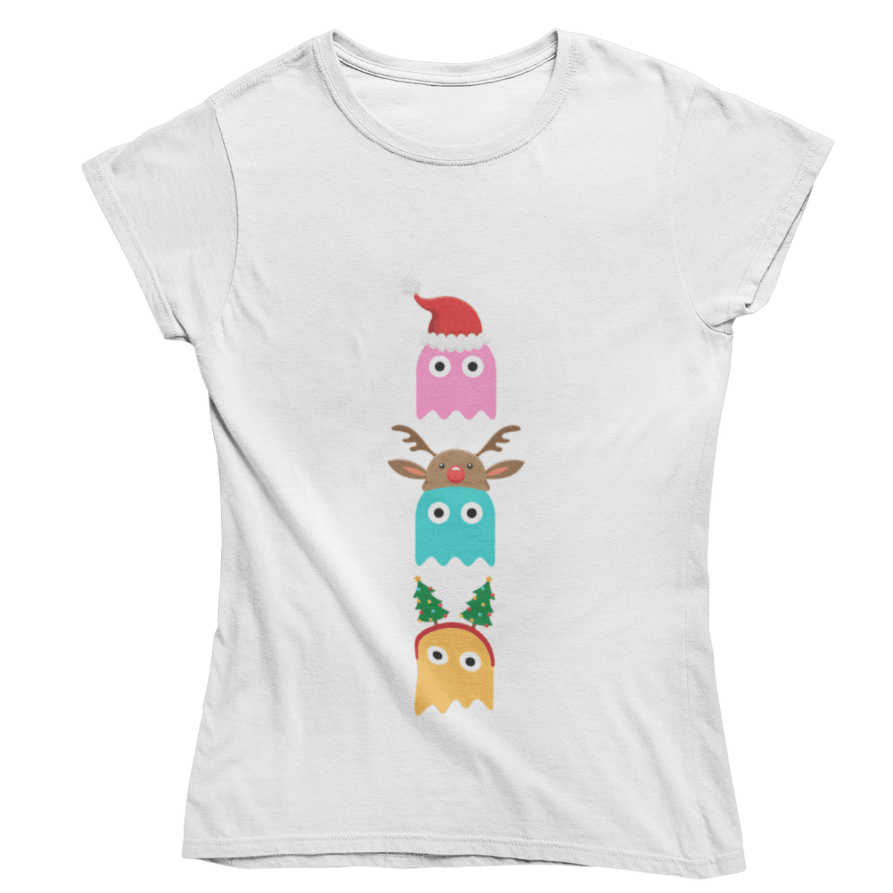 Christmas Ghost Munching Womens T-Shirt 8Ball