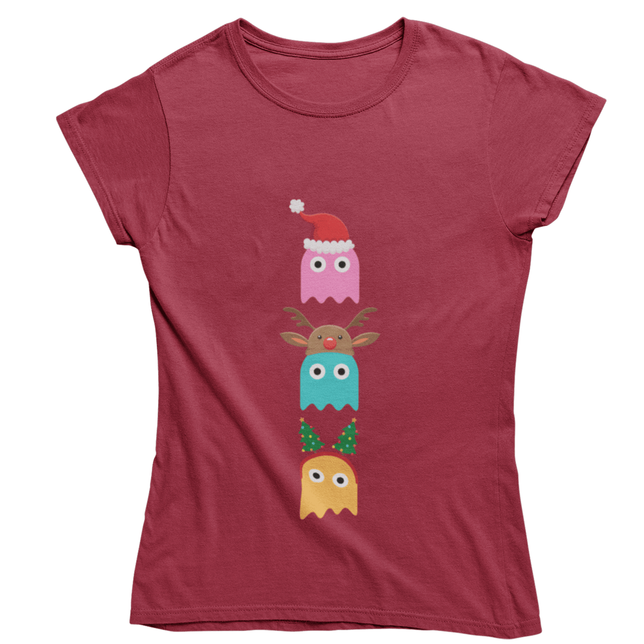 Christmas Ghost Munching Womens T-Shirt 8Ball