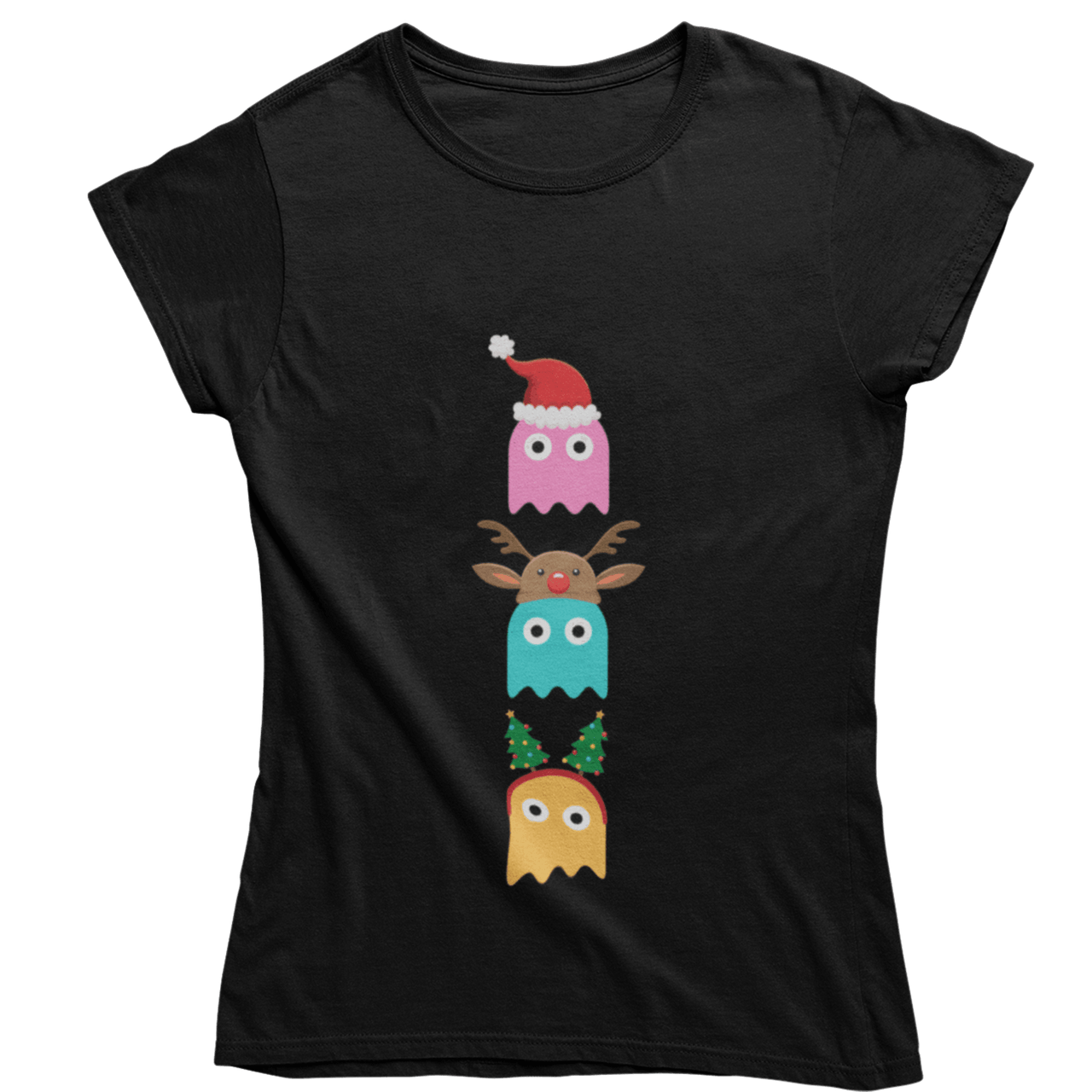 Christmas Ghost Munching Womens T-Shirt 8Ball