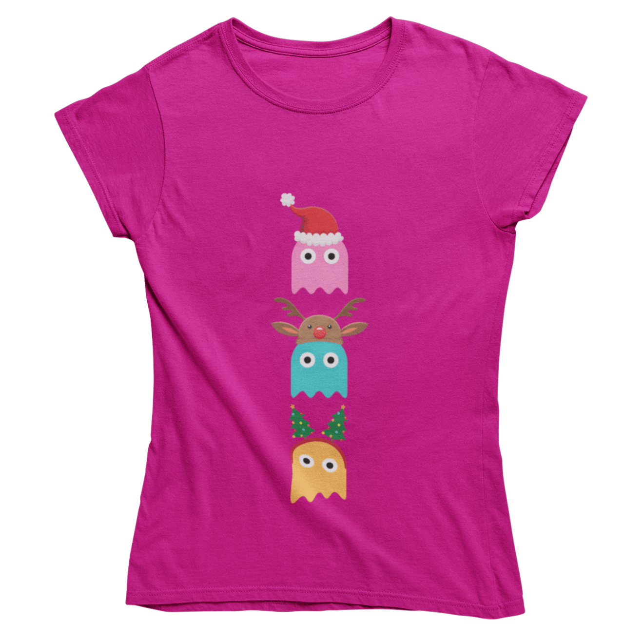 Christmas Ghost Munching Womens T-Shirt 8Ball