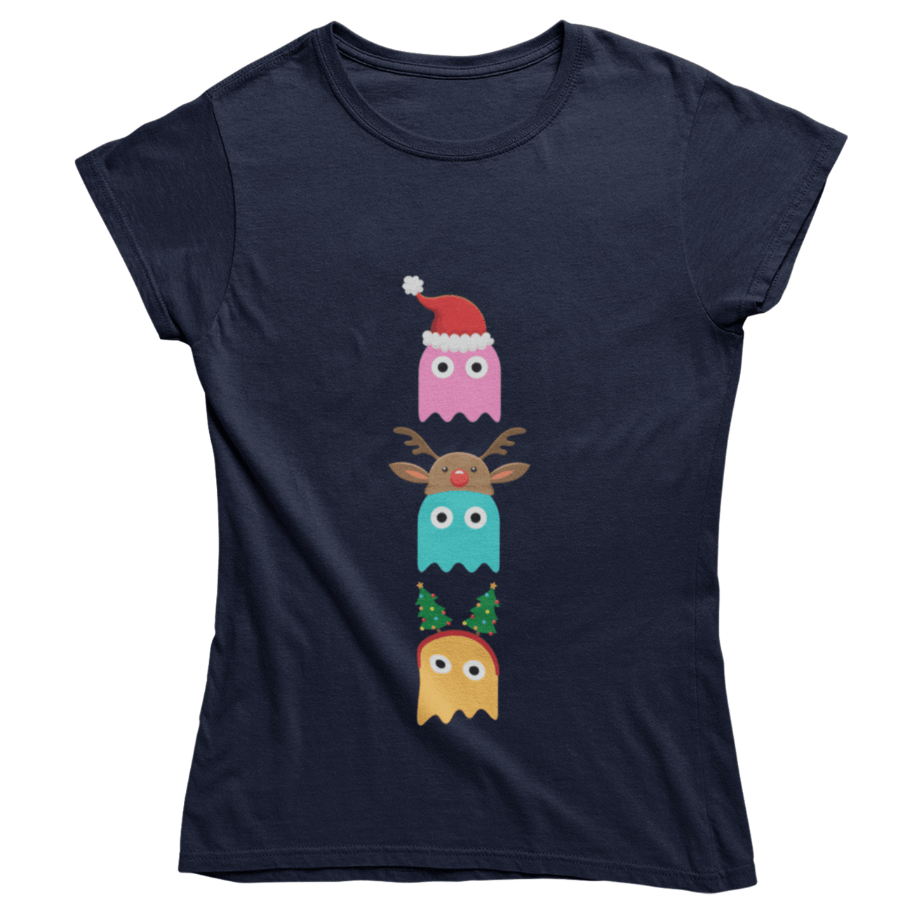 Christmas Ghost Munching Womens T-Shirt 8Ball