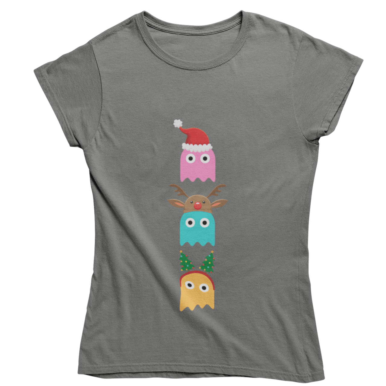 Christmas Ghost Munching Womens T-Shirt 8Ball