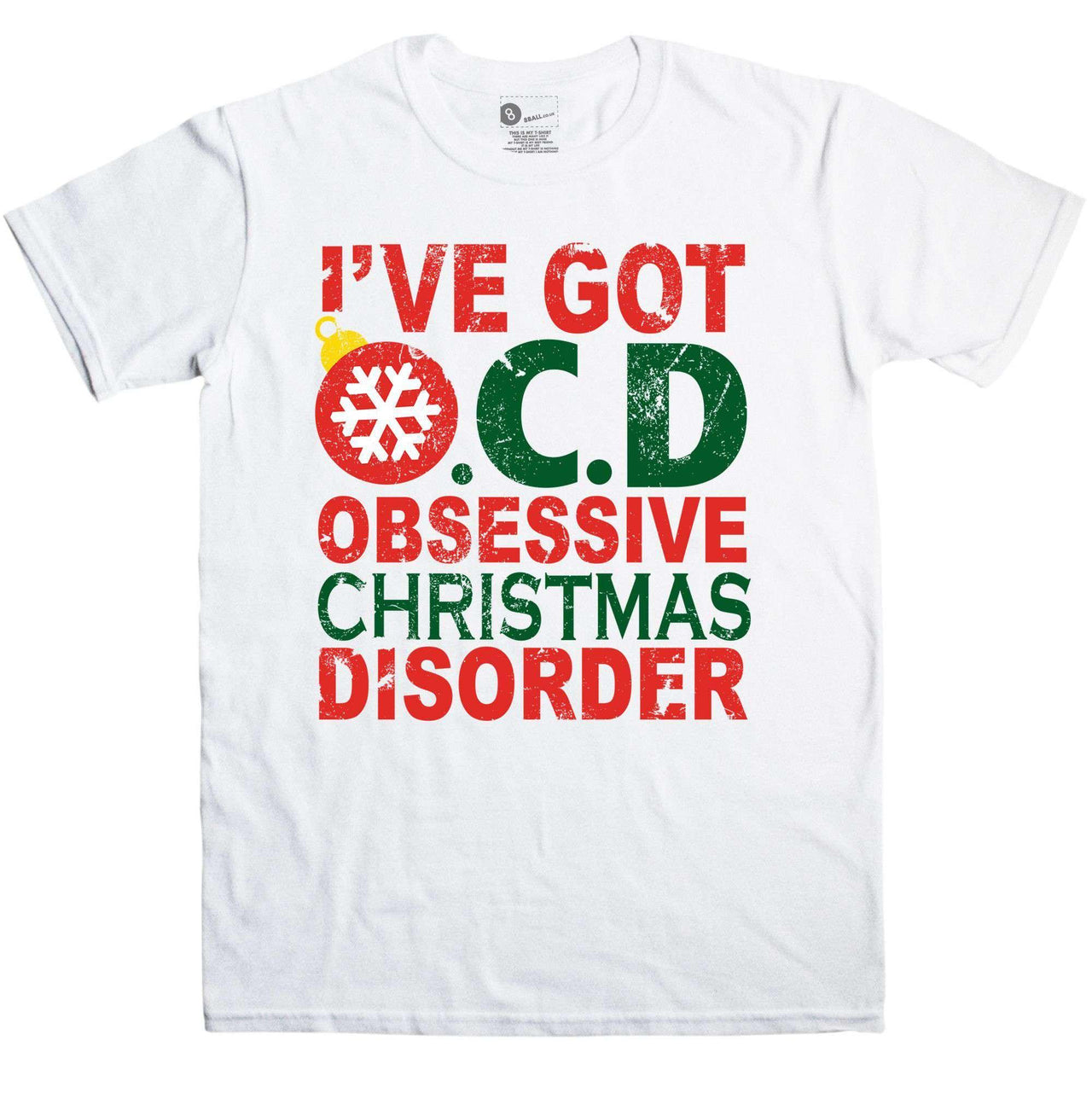 Christmas Men's OCD Obsessive Christmas Disorder T-Shirt For Men 8Ball