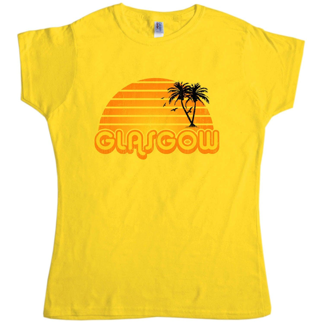 City Sunset Glasgow Fitted Womens T-Shirt 8Ball