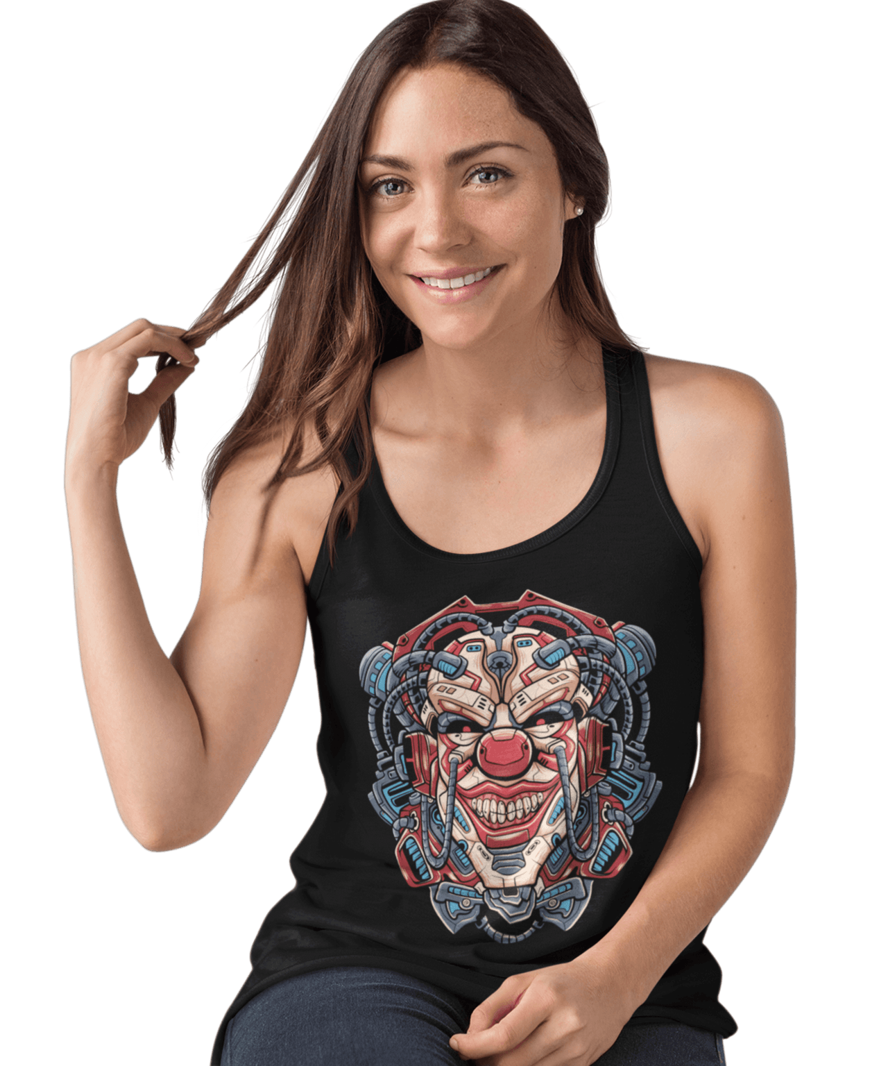 Clown Head Tattoo Design Adult Womens Vest Top 8Ball