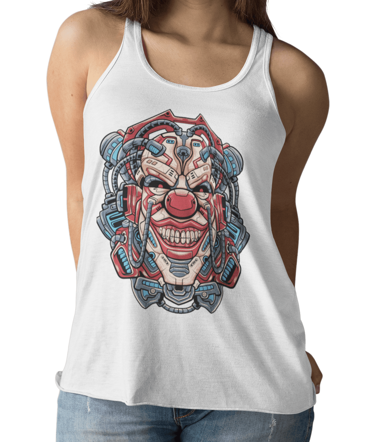 Clown Head Tattoo Design Adult Womens Vest Top 8Ball