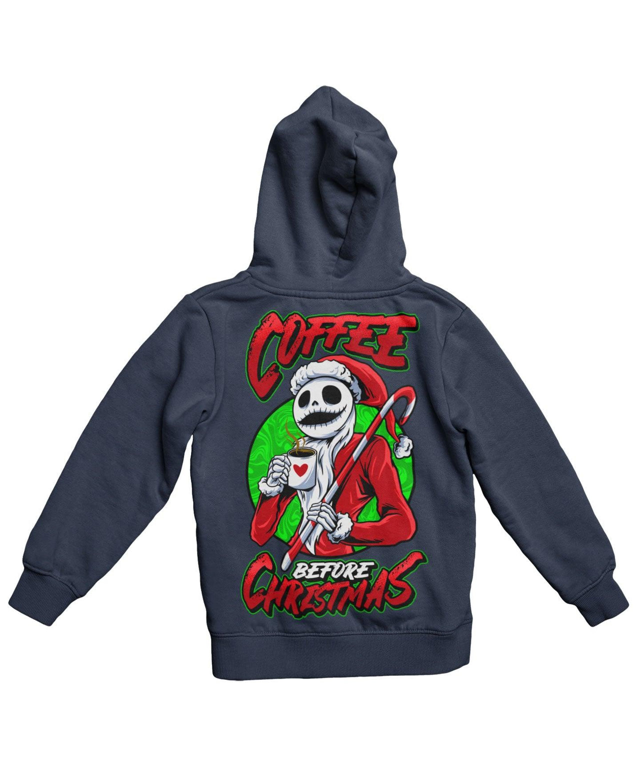 Coffee Before Christmas Back Printed Christmas Hoodie For Men and Women 8Ball