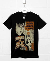 Thumbnail for Deathray Stoned And Out Of Control Mens Graphic T-Shirt 8Ball