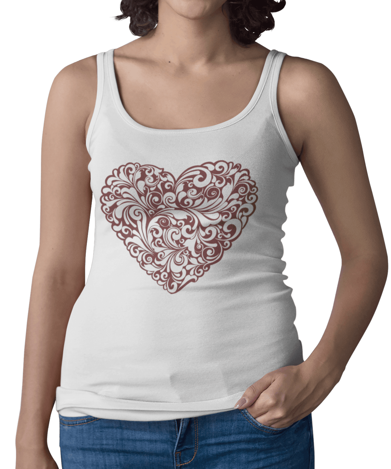 Decorative Heart Tattoo Design Adult Womens Vest Top 8Ball
