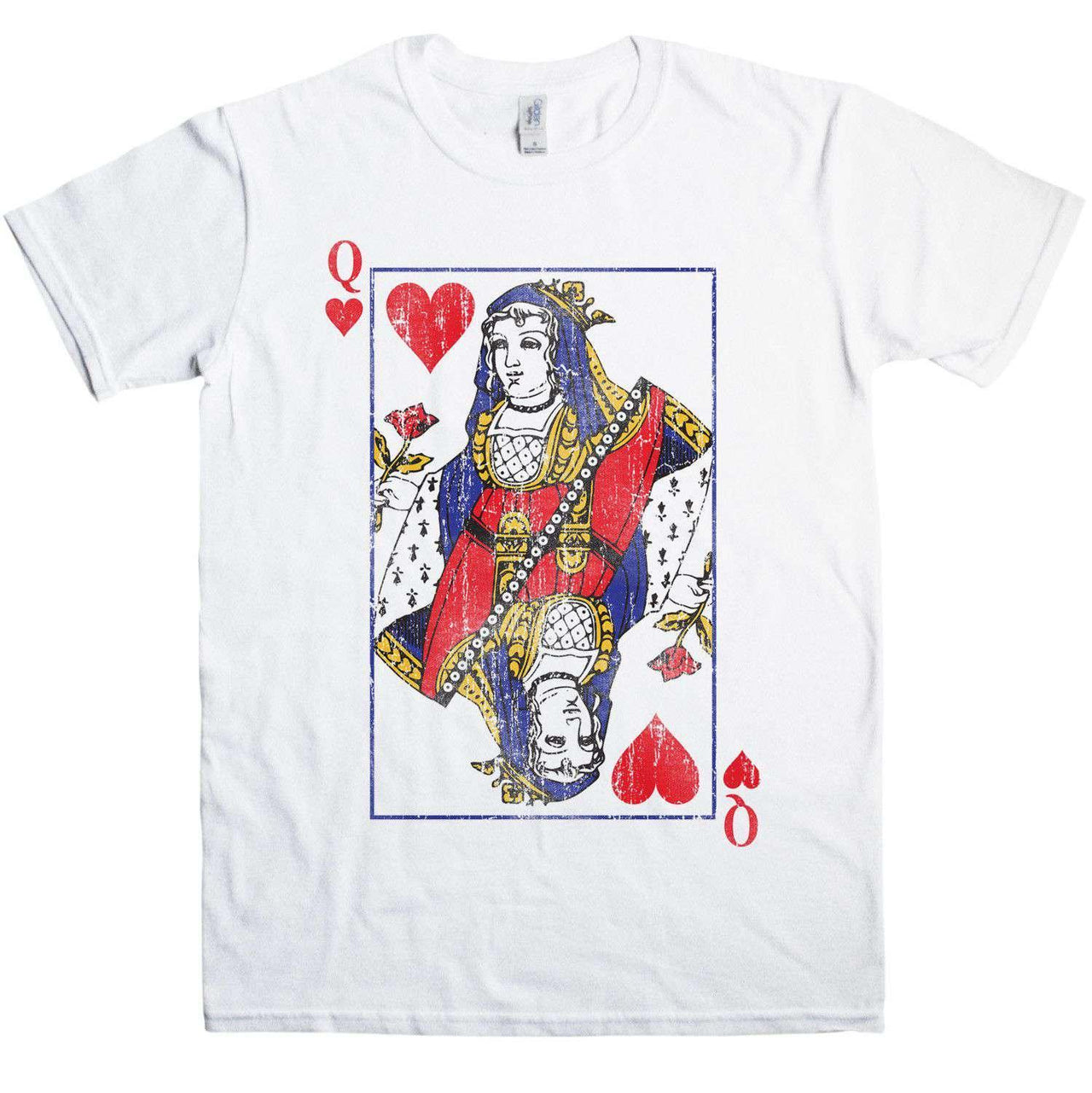 Distressed Queen Of Hearts Unisex T-Shirt For Men And Women 8Ball