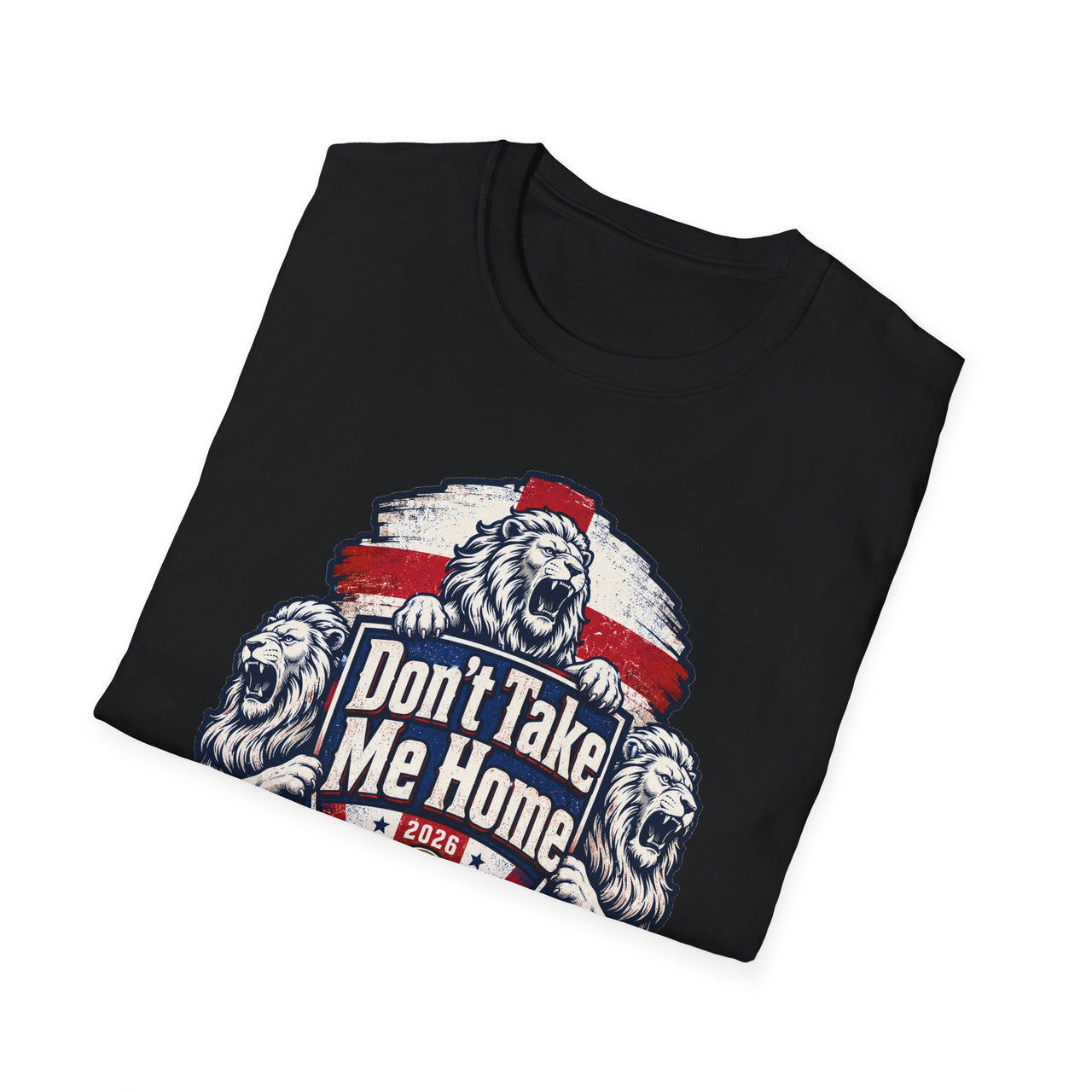 Folded black England Fans t-shirt with 'Don't Take Me Home" World Cp 2026