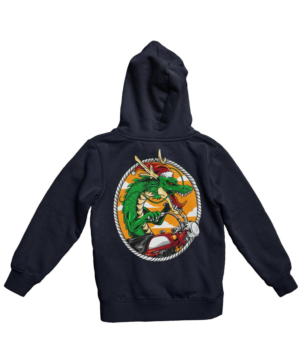 Dragon Rider Santa Back Printed Christmas Hoodie For Men and Women 8Ball