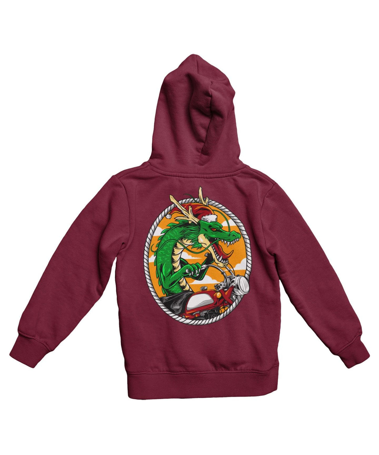 Dragon Rider Santa Back Printed Christmas Hoodie For Men and Women 8Ball