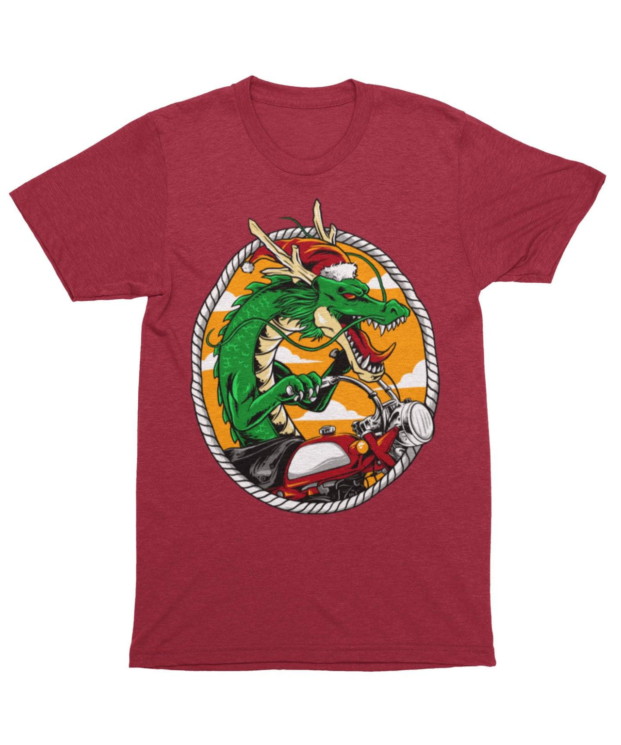 Dragon Rider Santa, Unisex Christmas Mens Graphic T-Shirt 8Ball
