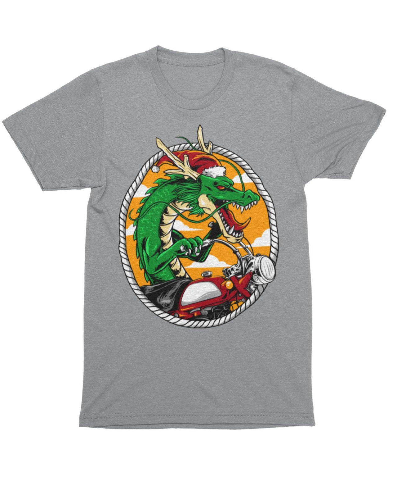 Dragon Rider Santa, Unisex Christmas Mens Graphic T-Shirt 8Ball