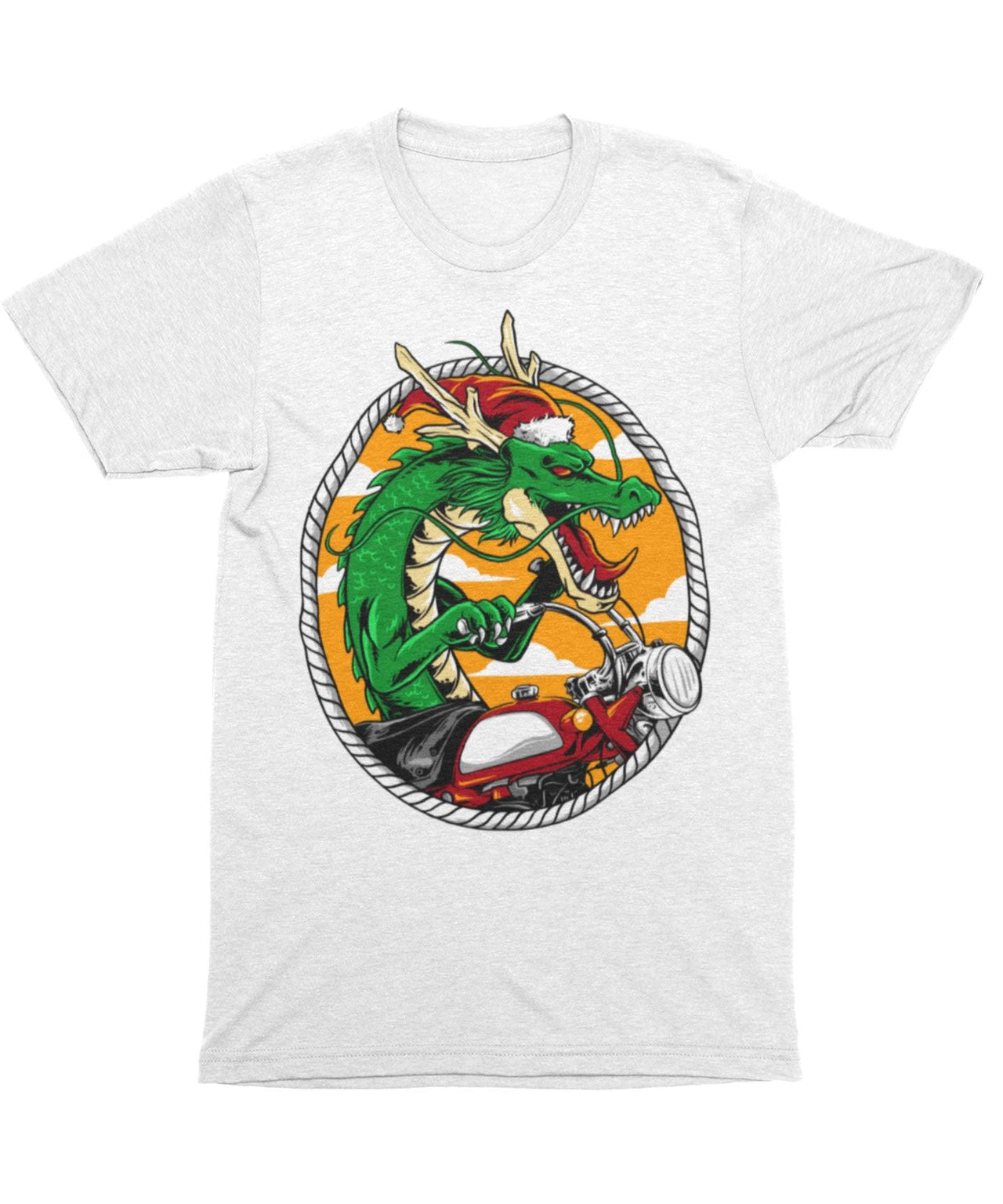 Dragon Rider Santa, Unisex Christmas Mens Graphic T-Shirt 8Ball