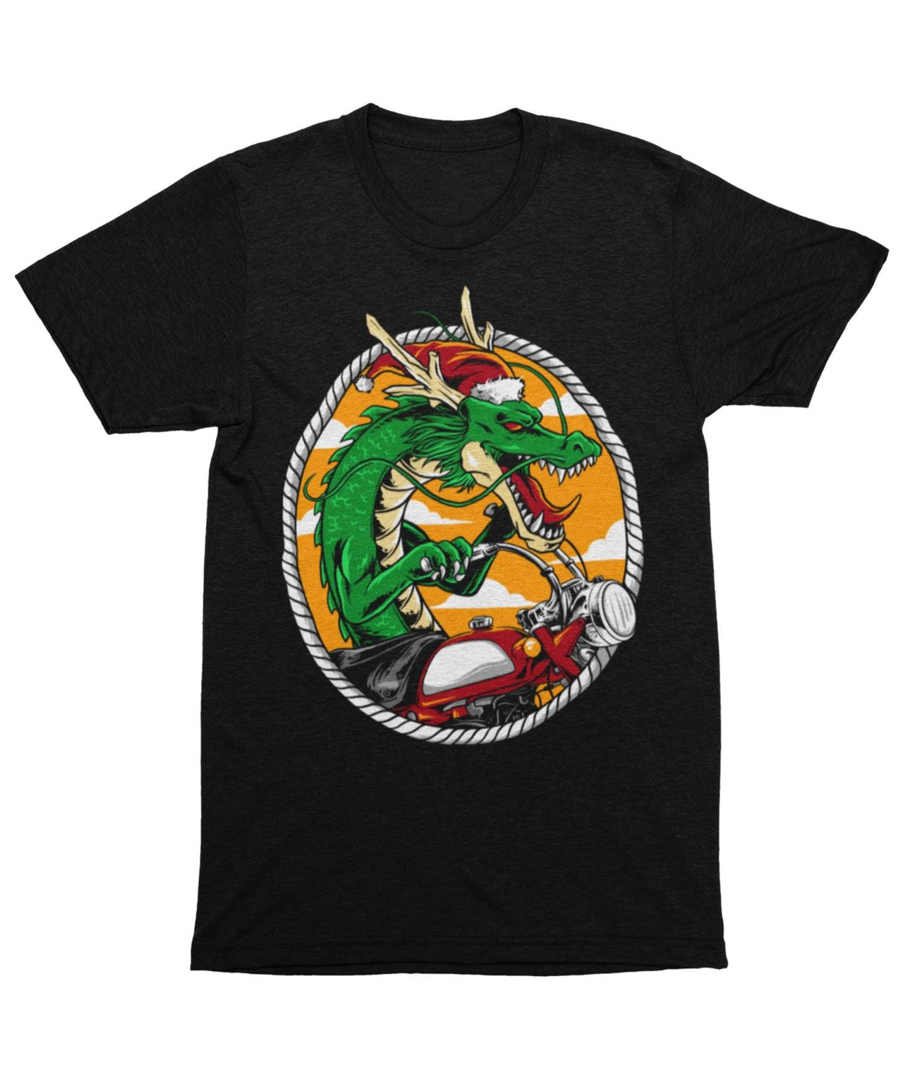 Dragon Rider Santa, Unisex Christmas Mens Graphic T-Shirt 8Ball