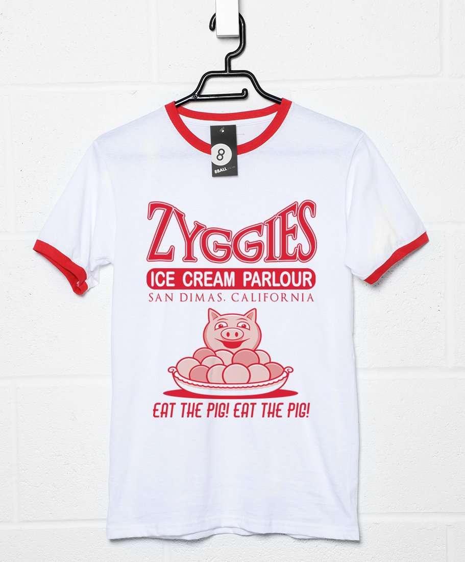 Eat the Pig at Zyggies Ice Cream Parlour Ringer Graphic T-Shirt For Men 8Ball