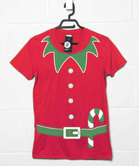 Thumbnail for Fitted Christmas Elf Red T-Shirt for Women 8Ball