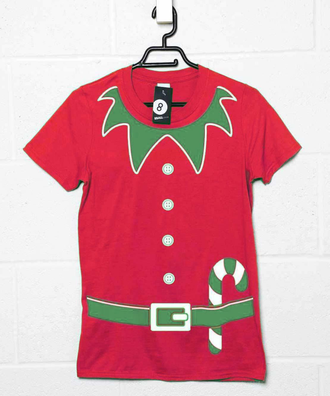 Fitted Christmas Elf Red T-Shirt for Women 8Ball