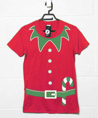 Thumbnail for Fitted Christmas Elf Red T-Shirt for Women 8Ball