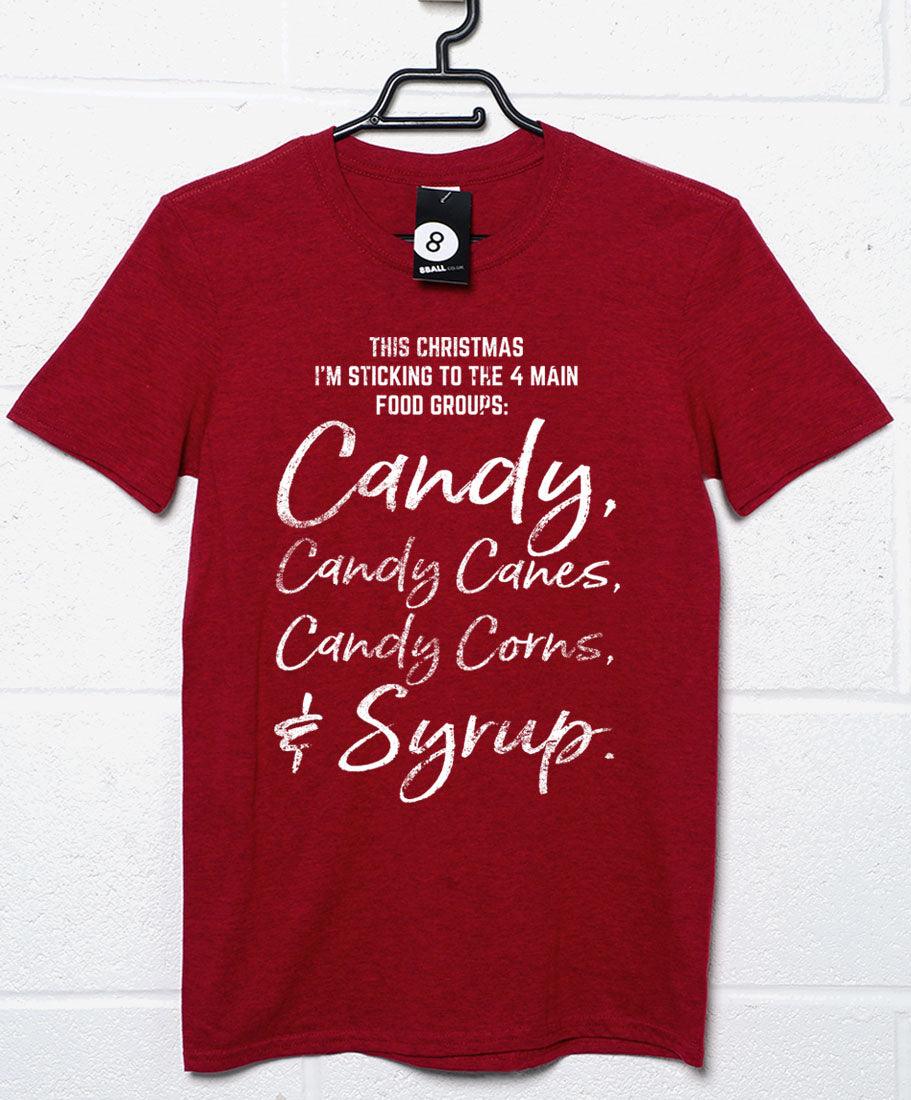 Four Main Food Groups Christmas Slogan T-Shirt For Men 8Ball