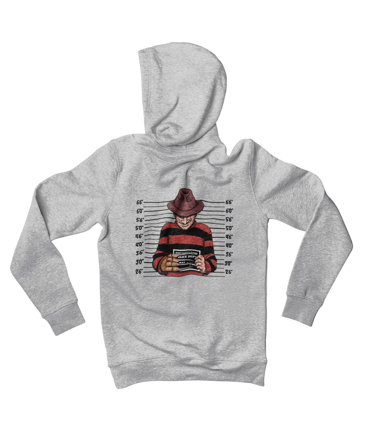 Freddy Krueger Mugshot Horror Film Tribute Adult Back Printed Hoodie For Men and Women 8Ball