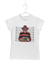 Thumbnail for Freddy Krueger Mugshot Horror Film Tribute T-Shirt for Women 8Ball