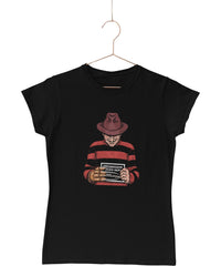 Thumbnail for Freddy Krueger Mugshot Horror Film Tribute T-Shirt for Women 8Ball