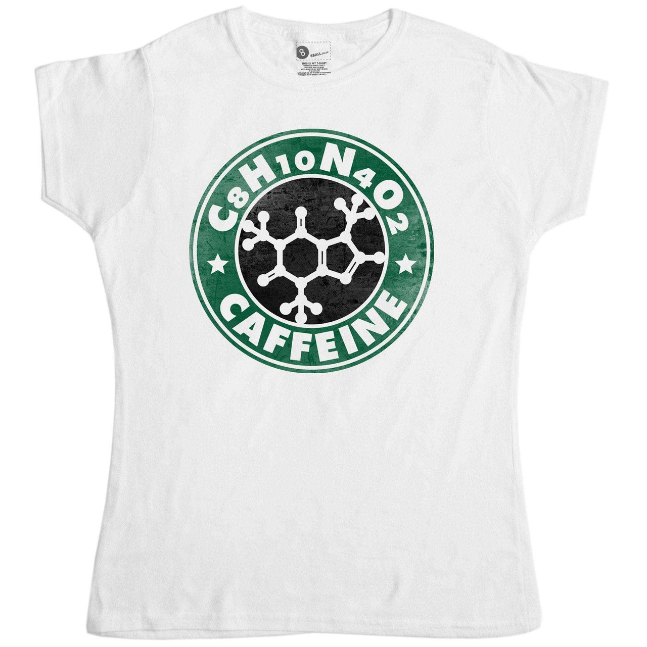 Funny Science Caffeine Molecule T-Shirt for Women 8Ball